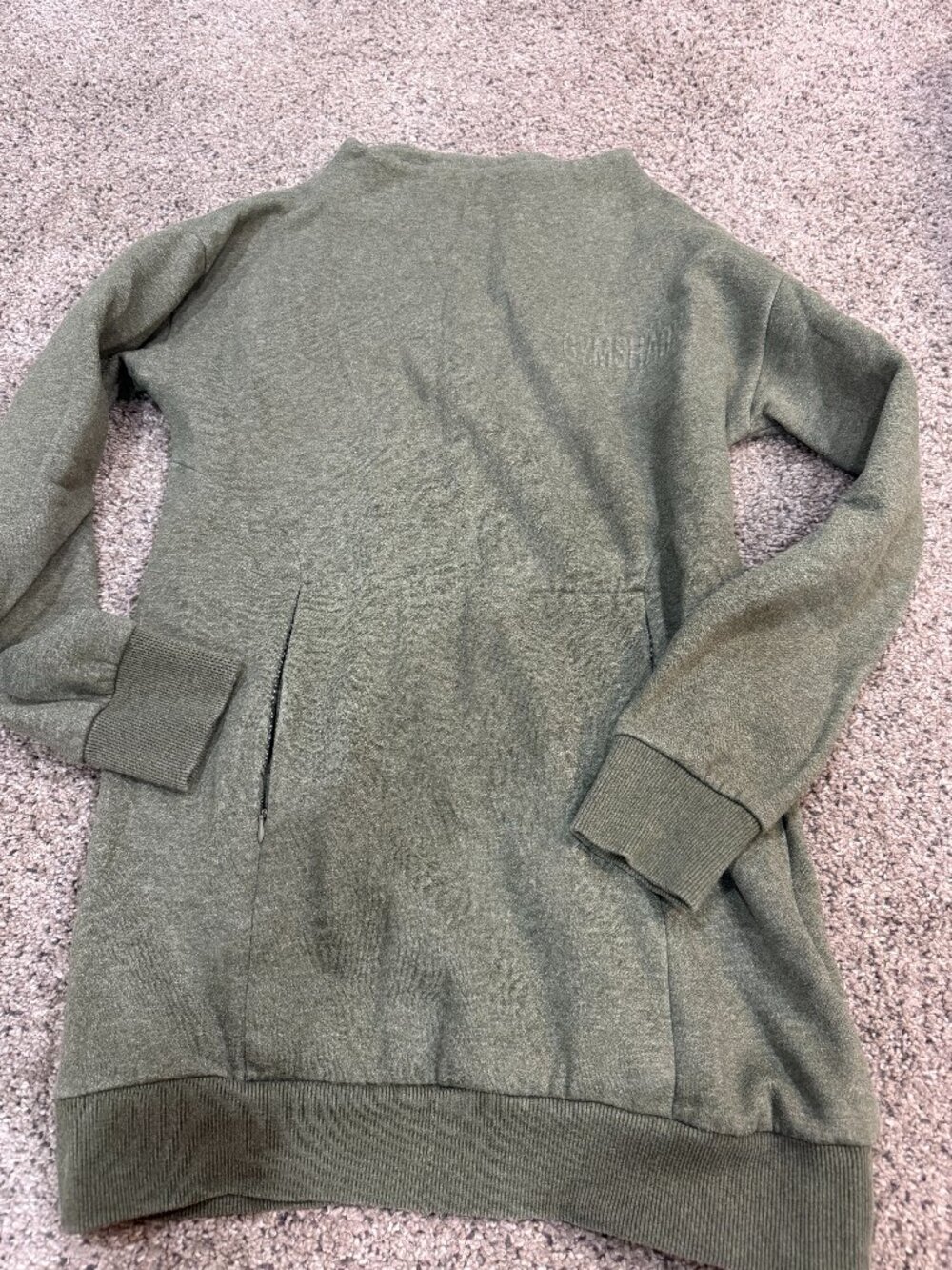 Gymshark So Soft Women's XS Olive Green Tunic Sweatshirt Cowl Neck Longline